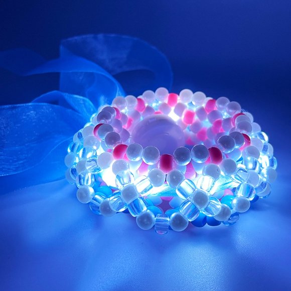 LASR Love Dream Light Up Ribbon Rave Kandi Bracelet - Picture 1 of 6